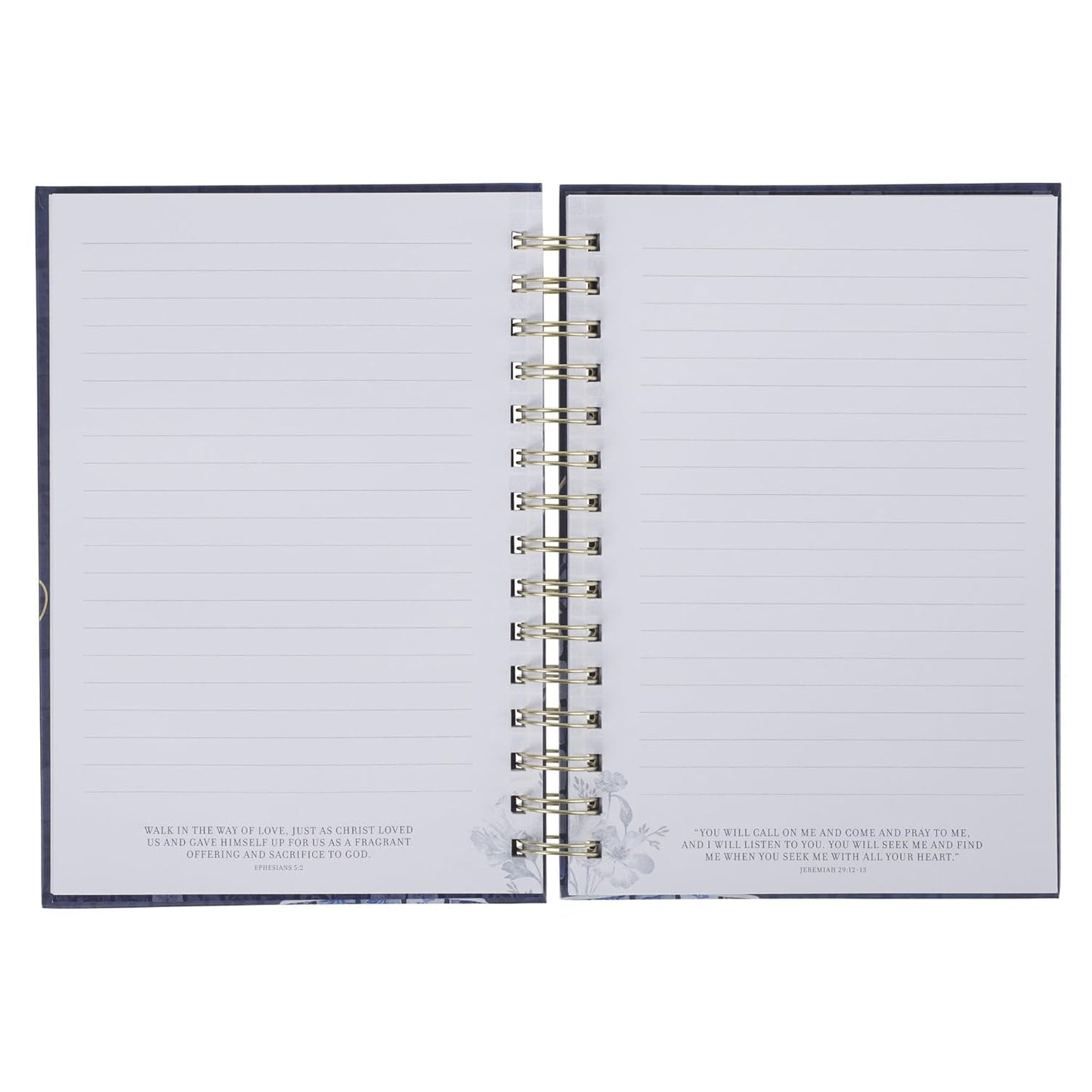 JOURNAL: GRACE (EPH. 2:8) BLUE (CHECKERED FLORAL COLLECTION) SPIRAL HARDCOVER