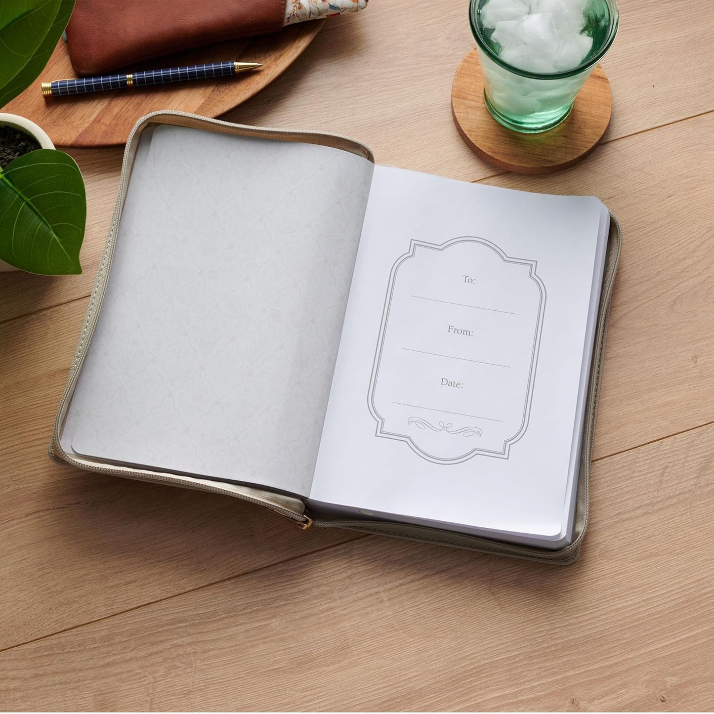 JOURNAL WITH ZIPPER (GRACE TAUPE WILDFLOWER COLLECTION)