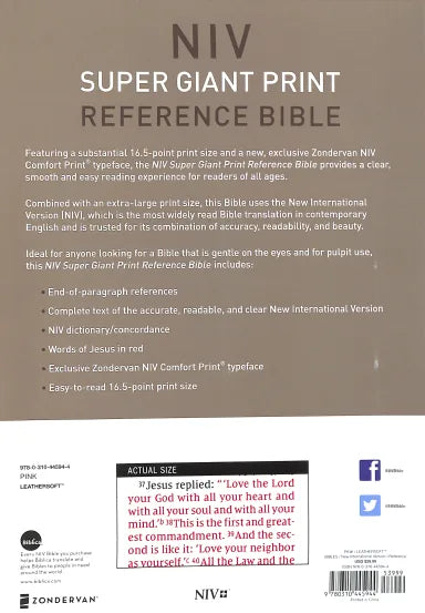 B NIV SUPER GIANT PRINT REFERENCE BIBLE PINK (RED LETTER EDITION)