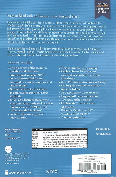 B NIV QUEST STUDY BIBLE PERSONAL SIZE TEAL