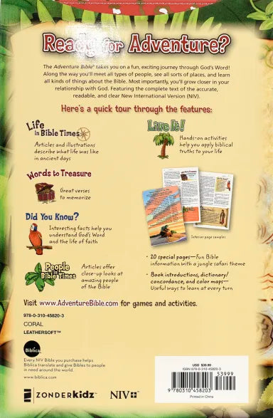 B NIV ADVENTURE BIBLE CORAL (BLACK LETTER EDITION)