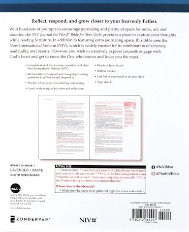 NIV JOURNAL THE WORD BIBLE FOR TEEN GIRLS LAVENDER/WHITE (RED LETTER EDITION)