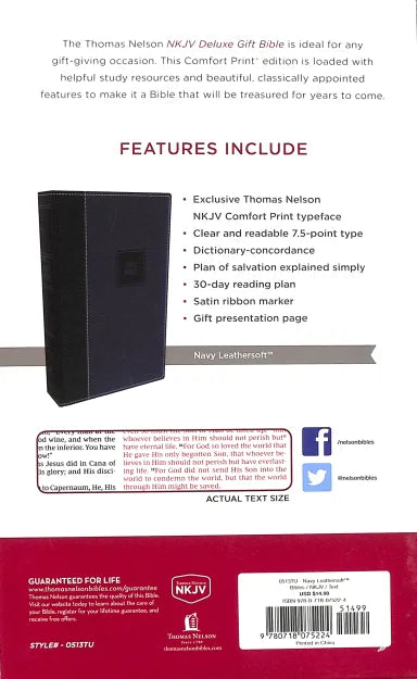 B NKJV DELUXE GIFT BIBLE BLUE (RED LETTER EDITION)