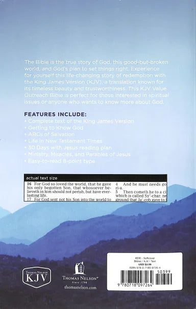B KJV VALUE OUTREACH BIBLE BLUE SCENIC