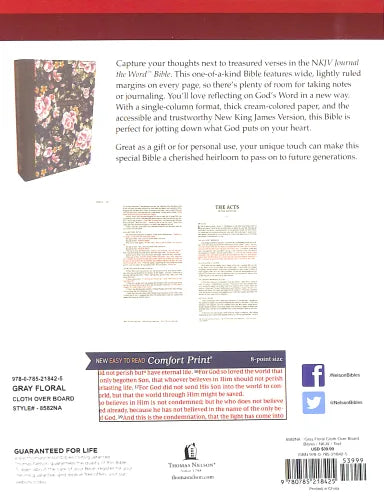 B NKJV JOURNAL THE WORD BIBLE BLUE FLORAL (RED LETTER EDITION)