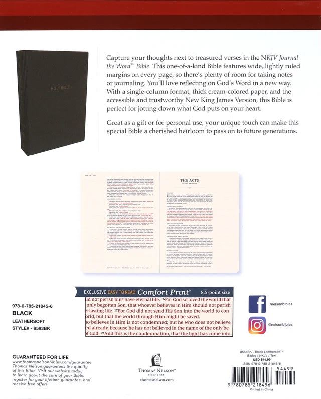 B NKJV JOURNAL THE WORD BIBLE BLACK (RED LETTER EDITION)