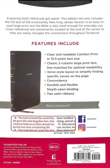 B NKJV END-OF-VERSE REFERENCE BIBLE PERSONAL SIZE LARGE PRINT BLACK (RED LETTER EDITION)