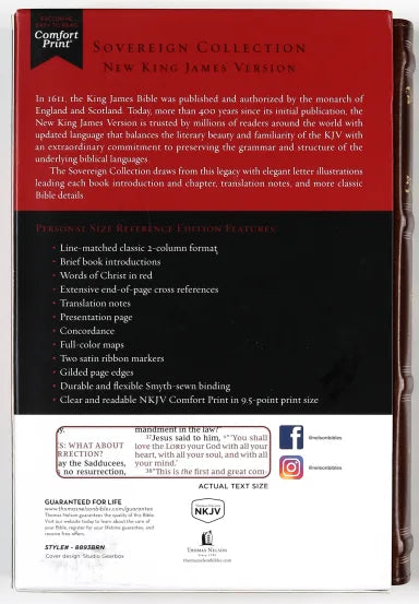 B NKJV PERSONAL SIZE REFERENCE BIBLE SOVEREIGN COLLECTION BROWN (RED LETTER EDITION)