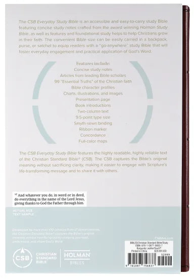 B CSB EVERYDAY STUDY BIBLE BURGUNDY CROSS