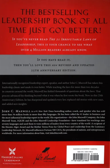 21 IRREFUTABLE LAWS OF LEADERSHIP THE (REVISED AND UPDATED) 25TH ANN