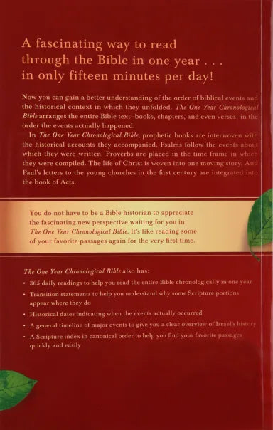 B NLT ONE YEAR CHRONOLOGICAL BIBLE (2ND EDITION) (BLACK LETTER EDITION)