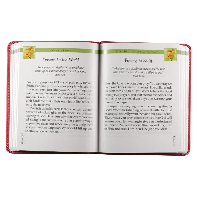 ONE MINUTE DEVOTIONS: FOR WOMEN PINK LUXLEATHER