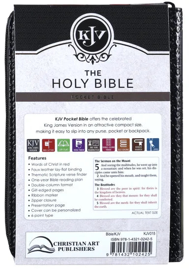 KJV MINI POCKET EDITION ZIPPERED BLACK (RED LETTER EDITION)