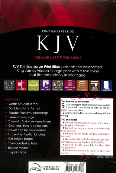 B KJV LARGE PRINT THINLINE BIBLE INDEXED TAN RED LETTER EDITION