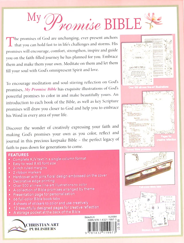 KJV MY PROMISE BIBLE LARGE PRINT PINK FLORAL (BLACK LETTER EDITION)