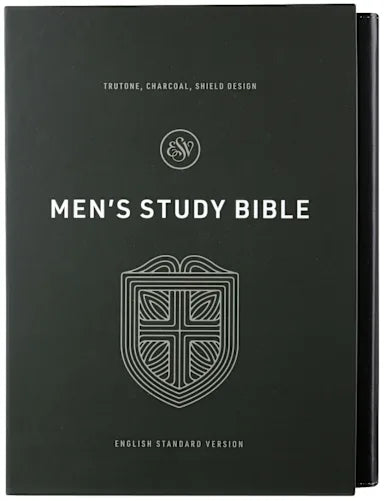 B ESV MEN'S STUDY BIBLE CHARCOAL SHIELD DESIGN