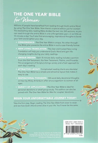 B NLT THE ONE YEAR BIBLE FOR WOMEN