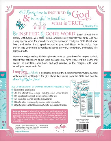 B NLT INSPIRE BIBLE FOR GIRLS PINK