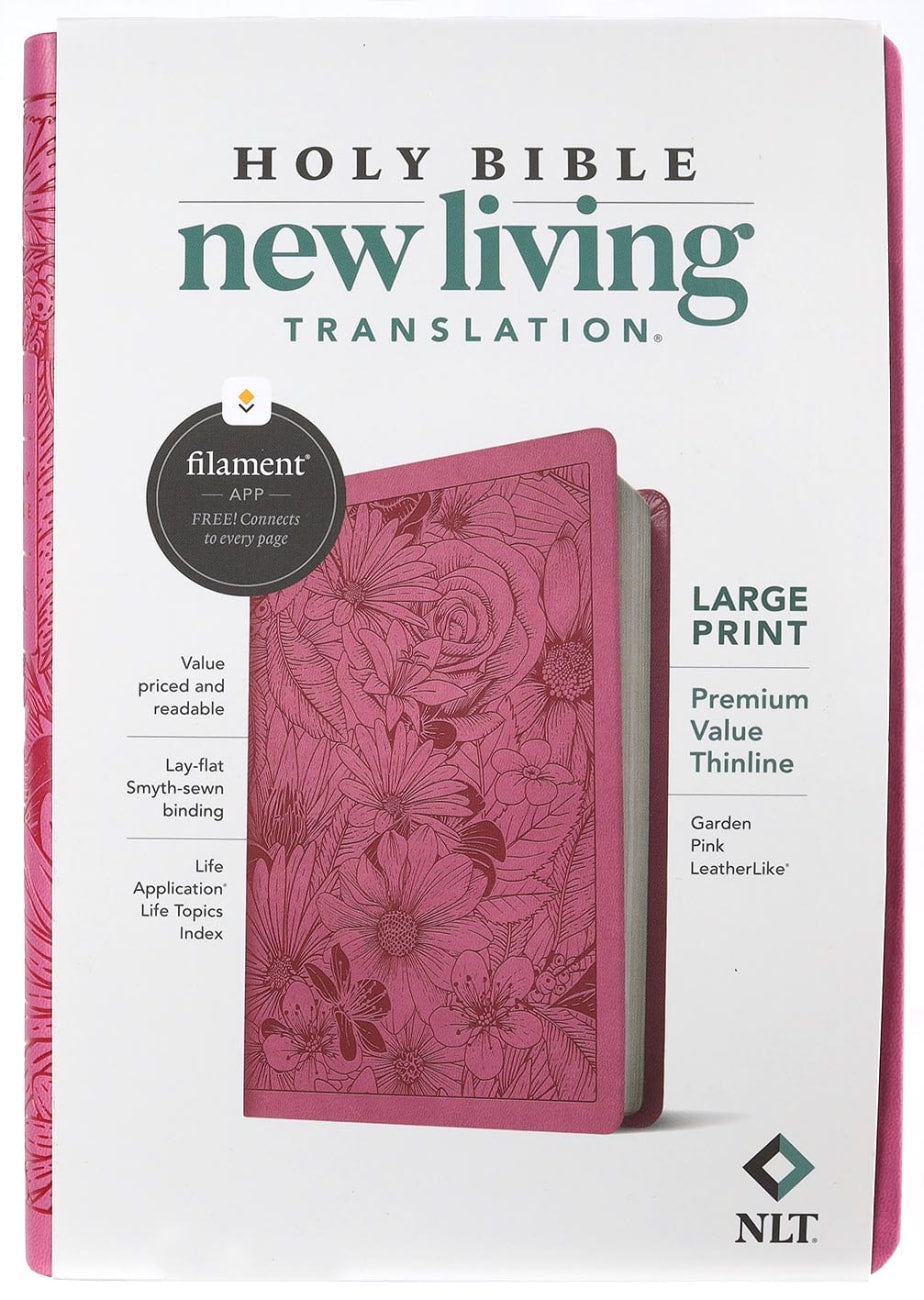 B NLT LARGE PRINT PREMIUM VALUE THINLINE BIBLE FILAMENT ENABLED EDITION GARDEN PINK