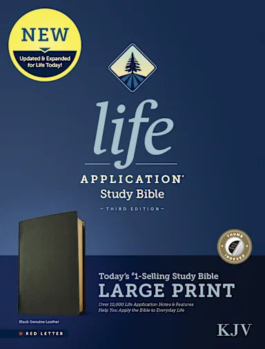 B KJV LIFE APPLICATION STUDY BIBLE THIRD EDITION LARGE PRINT (GENUINE LEATHER BLACK INDEXED RED LETTER)