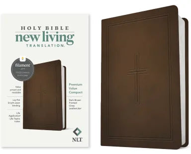 B NLT PREMIUM VALUE COMPACT BIBLE FILAMENT ENABLED EDITION DARK BROWN FRAMED CROSS