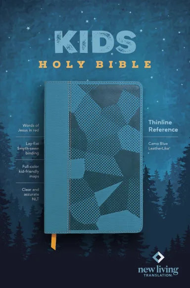 NLT KIDS BIBLE THINLINE REFERENCE EDITION CAMO BLUE (RED LETTER EDITION)