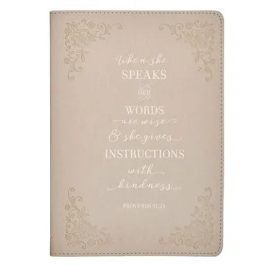 JOURNAL IVORY FOIL ACCENTS (PROVERBS 31: 26) (WHEN SHE SPEAKS COLLECTION)