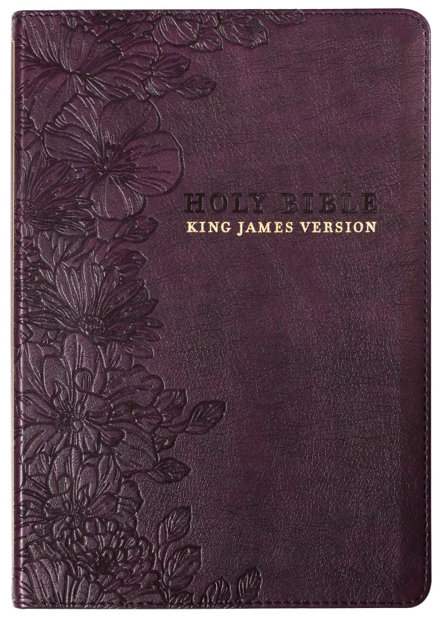 B KJV LARGE PRINT THINLINE BIBLE PURPLE FLORAL THUMB INDEX (RED LETTER EDITION)