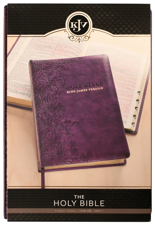 B KJV LARGE PRINT THINLINE BIBLE PURPLE FLORAL THUMB INDEX (RED LETTER EDITION)