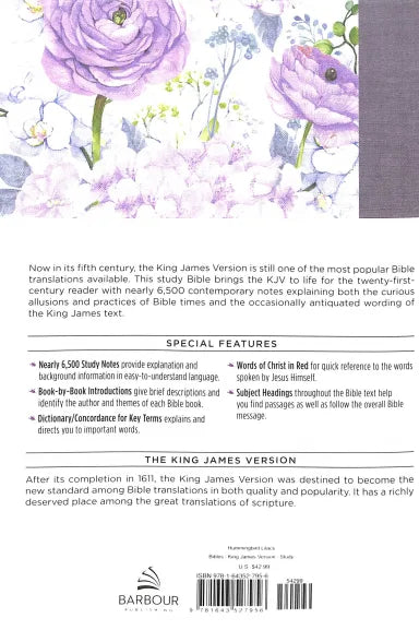 KJV STUDY BIBLE LARGE PRINT HUMMINGBIRD LILACS (RED LETTER EDITION)
