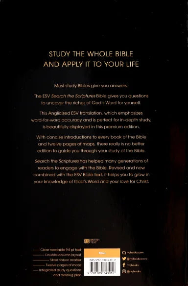 B ESV SEARCH THE SCRIPTURES BIBLE LEATHER EDITION WITH SLIPCASE