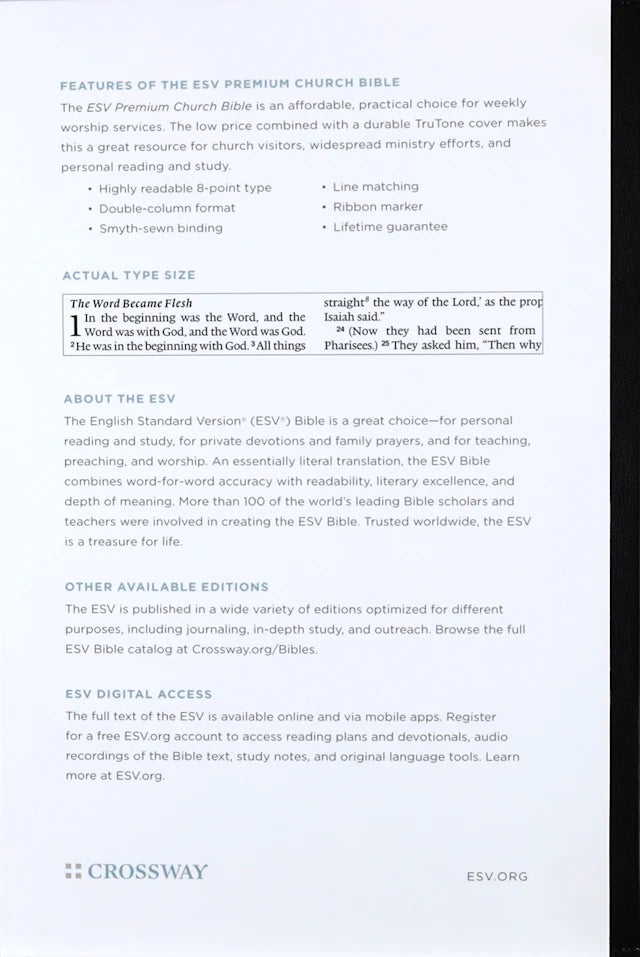 B ESV PREMIUM CHURCH BIBLE BLACK