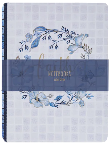 NOTEBOOK (SET OF 3): FAITH GRACE LOVE  BLUE (CHECKERED FLORAL COLLECTION)