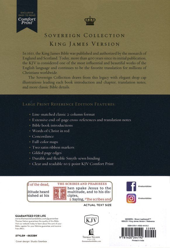 KJV LARGE PRINT REFERENCE HOLY BIBLE  BROWN (SOVEREIGN COLLECTION  RED LETTER)