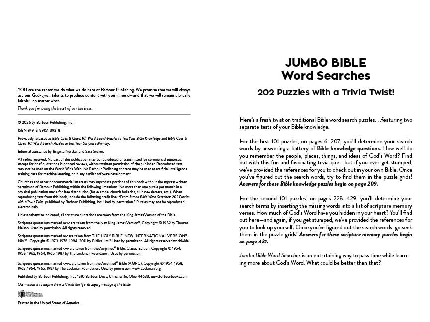 JUMBO BIBLE WORD SEARCHES: 202 PUZZLES WITH A TRIVIA TWIST
