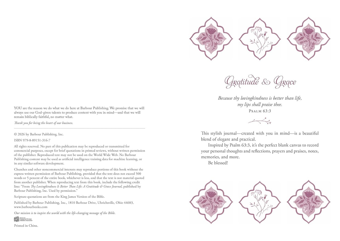 JOURNAL: THY LOVINGKINDNESS IS BETTER THAN LIFE: A GRATITUDE & GRACE JOURNAL