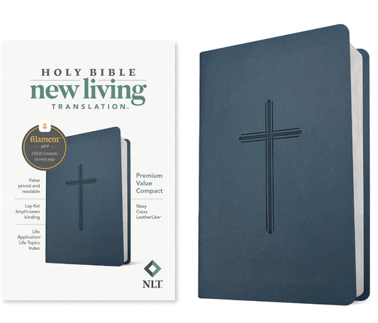 NLT PREMIUM VALUE COMPACT BIBLE FILAMENT ENABLED EDITION NAVY CROSS