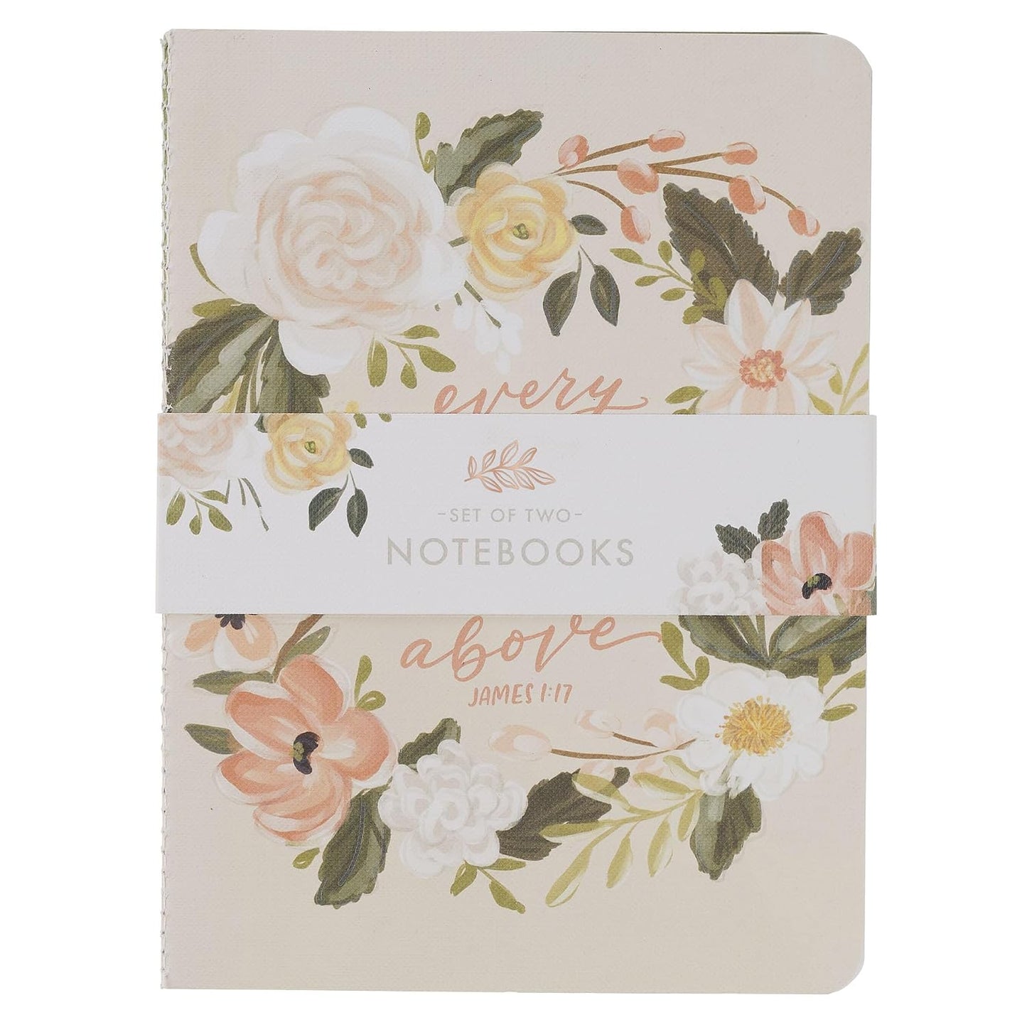 NOTEBOOK  MEDIUM (SET OF 2): EVERY GOOD & PERFECT GIFT & REJOICE IN HOPE  FLORAL
