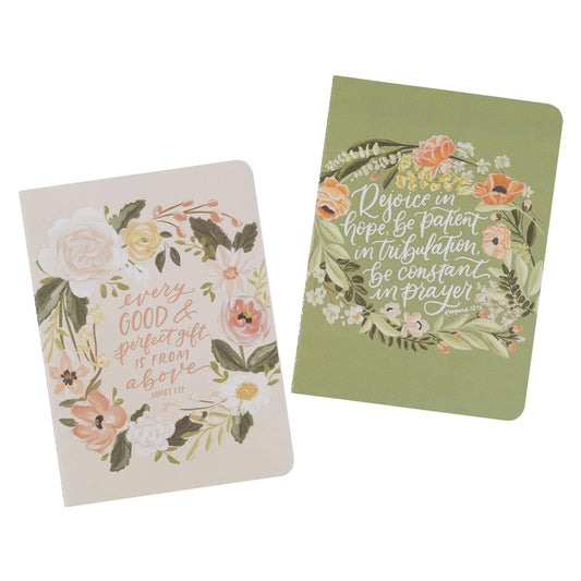 NOTEBOOK  MEDIUM (SET OF 2): EVERY GOOD & PERFECT GIFT & REJOICE IN HOPE  FLORAL