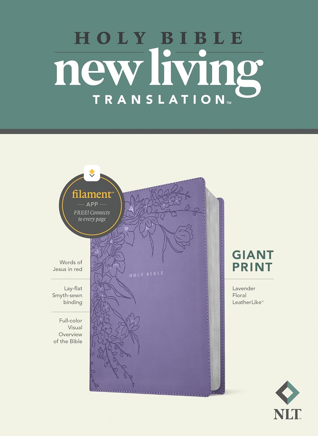 NLT GIANT PRINT BIBLE FILAMENT-ENABLED LAVENDER FLORAL (RED LETTER EDITION)