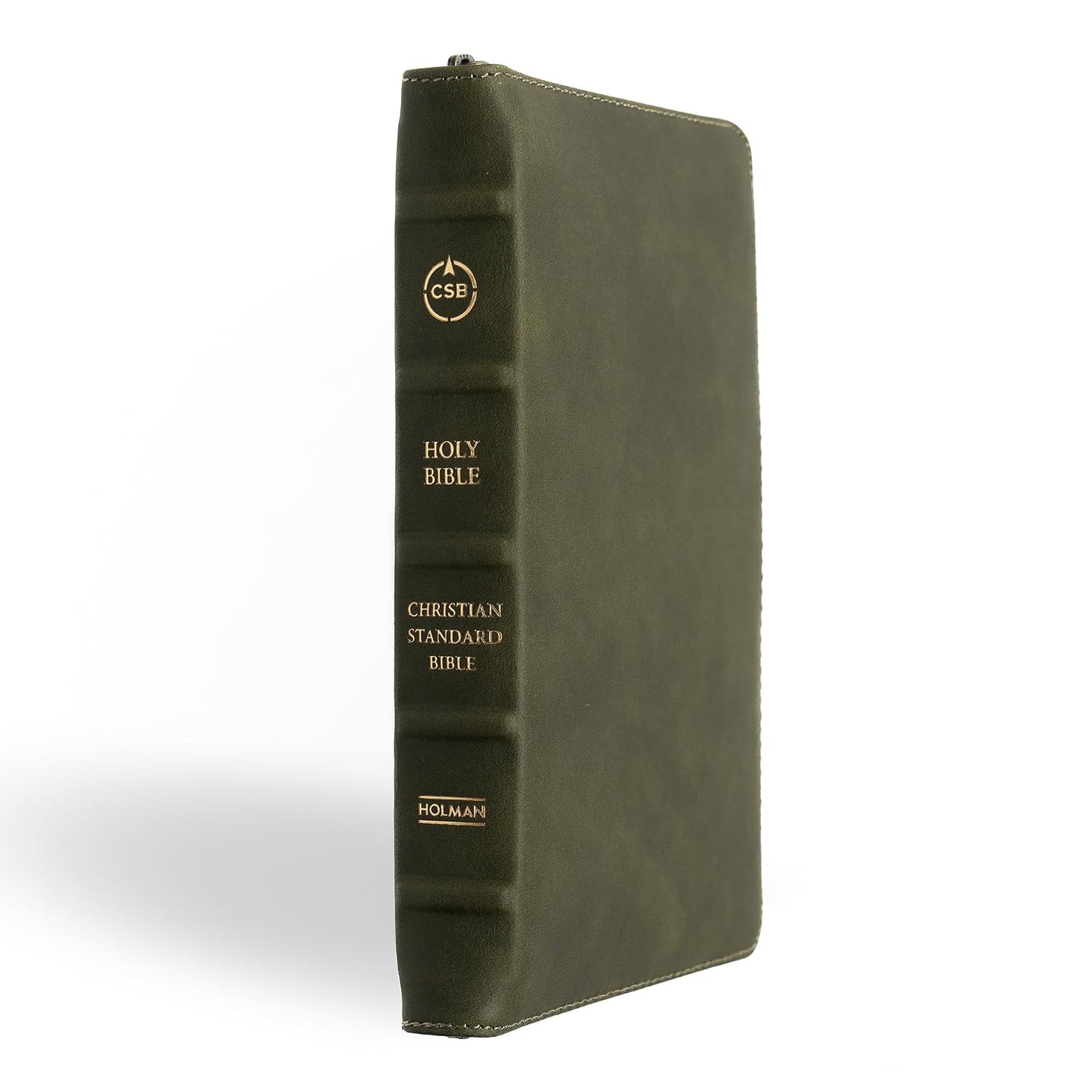 B CSB PERSONAL SIZE BIBLE  HOLMAN HANDCRAFTED COLLECTION  ZIPPER OLIVE (BLACK LETTER EDITION)