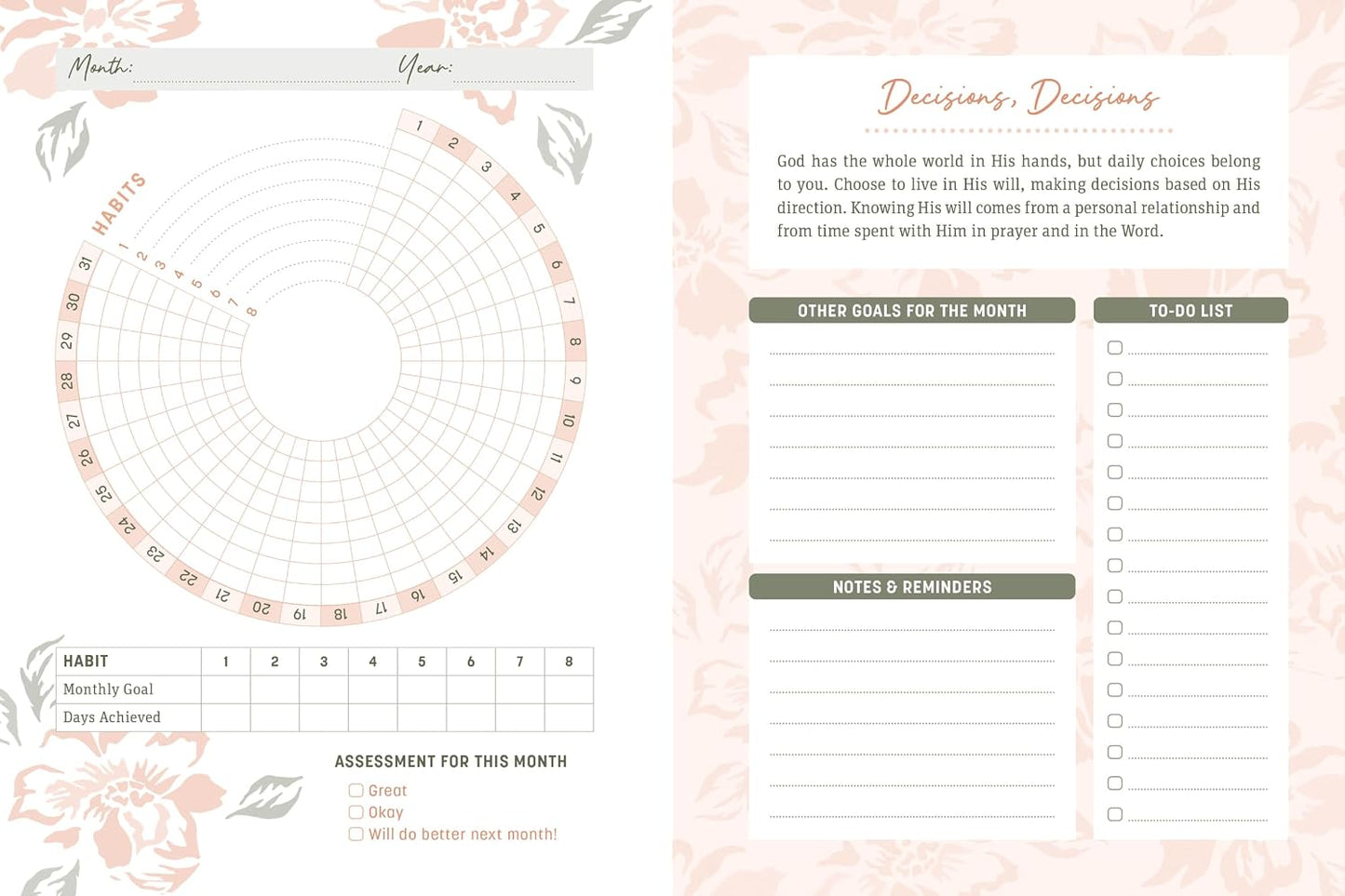 BIBLE AFFIRMATIONS HABIT TRACKER JOURNAL: A CREATIVE MAP FOR MIND  HEART  AND BODY WELLNESS