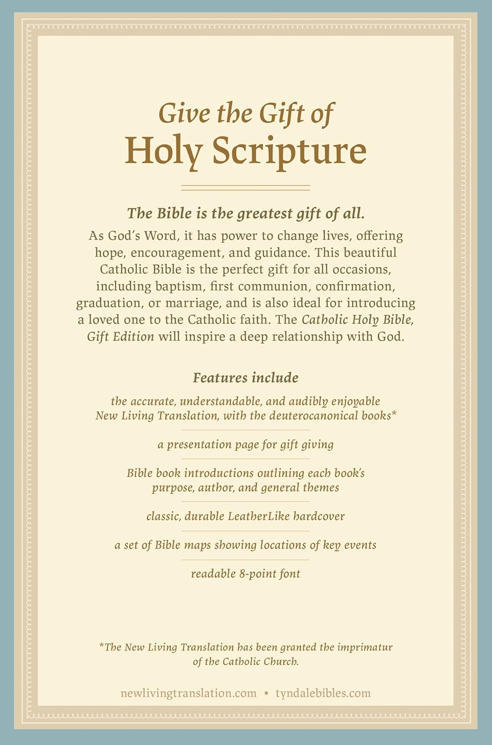 NLT CATHOLIC HOLY BIBLE  GIFT EDITION BROWN (BLACK LETTER EDITION)