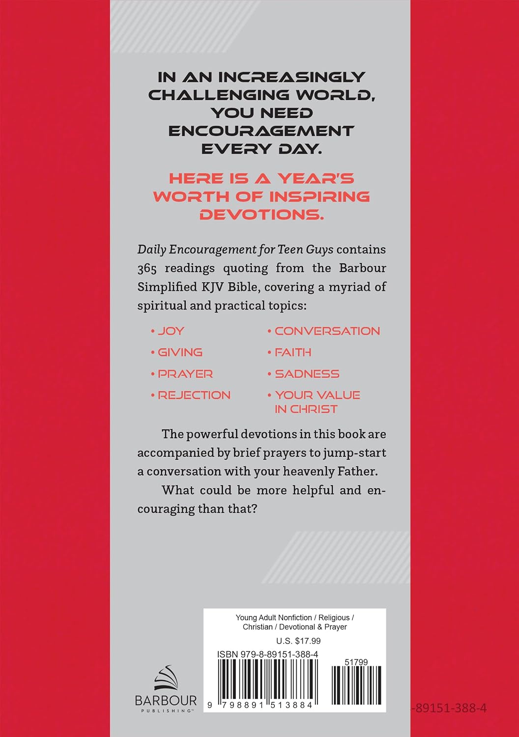 DAILY ENCOURAGEMENT FOR TEEN GUYS: 365 POWER-PACKED DEVOTIONS