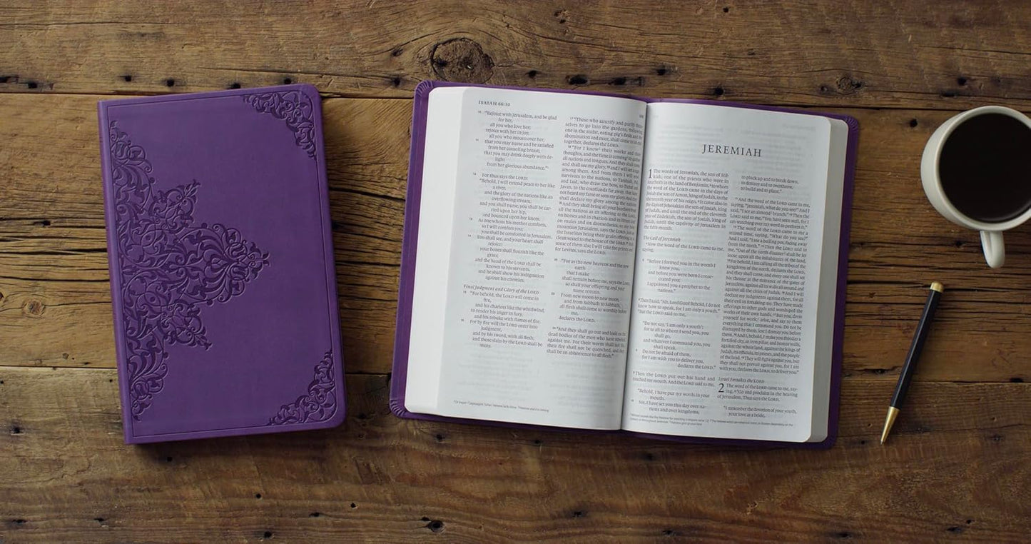 B ESV LARGE PRINT VALUE THINLINE BIBLE LAVENDER  FILIGREE DESIGN