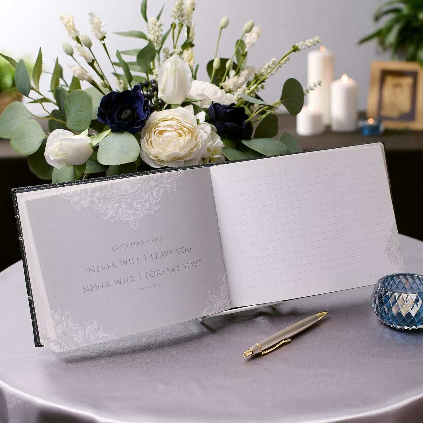 GUEST BOOK: IN LOVING MEMORY  CHARCOAL LACE