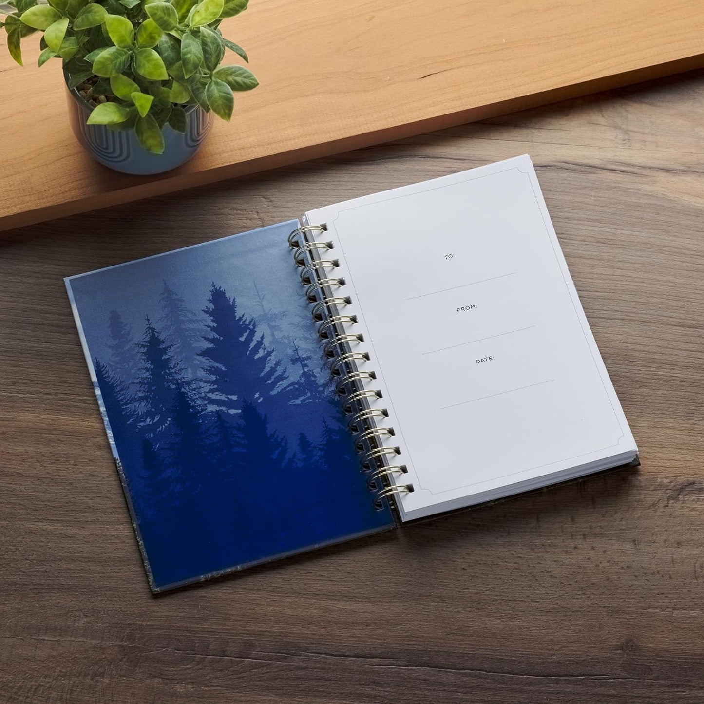 JOURNAL: BE STRONG & COURAGEOUS (JOSH. 1:9) NAVY TREES (SPIRAL HARDCOVER)
