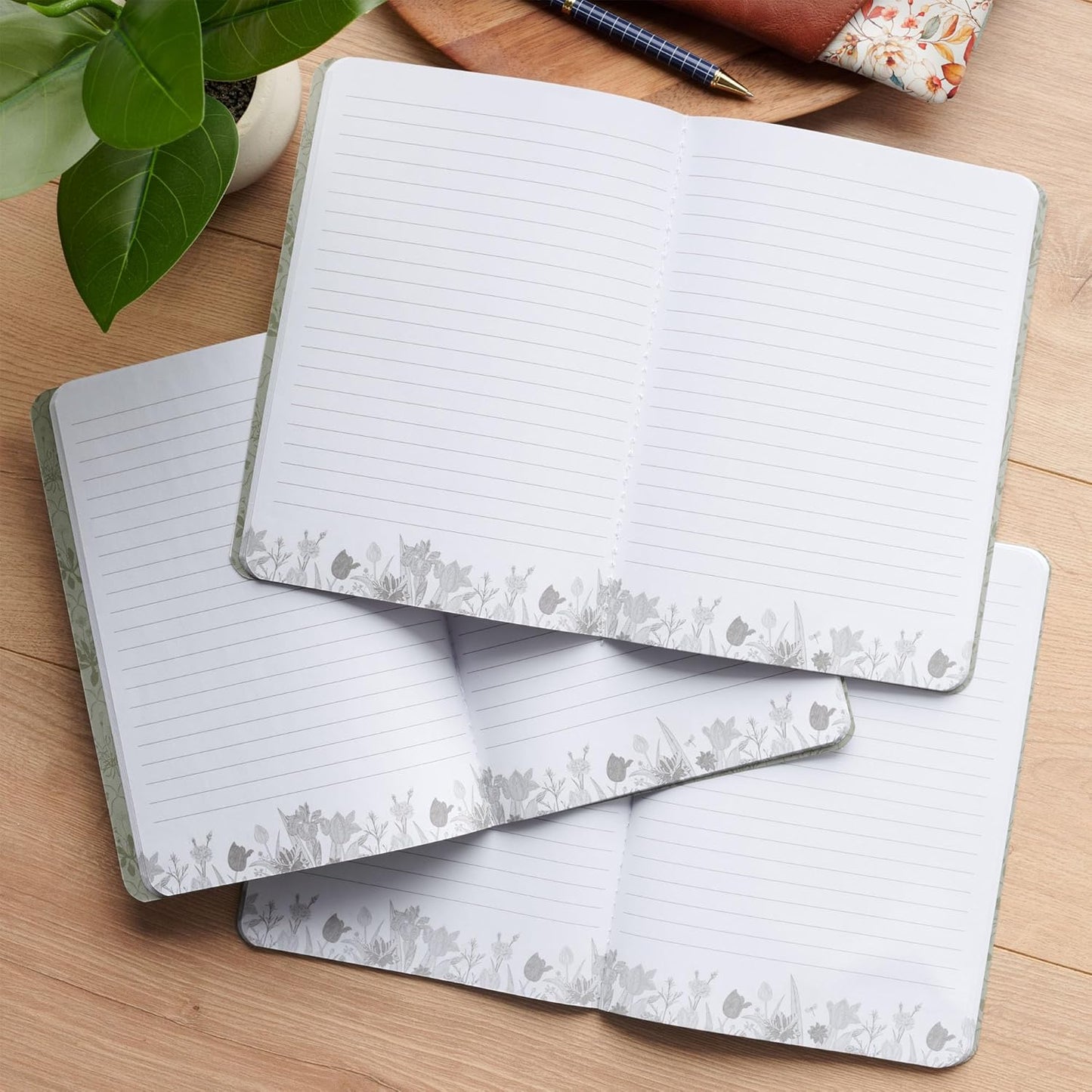 NOTEBOOK  LARGE (SET OF 3) (GRACE TAUPE WILDFLOWER COLLECTION)
