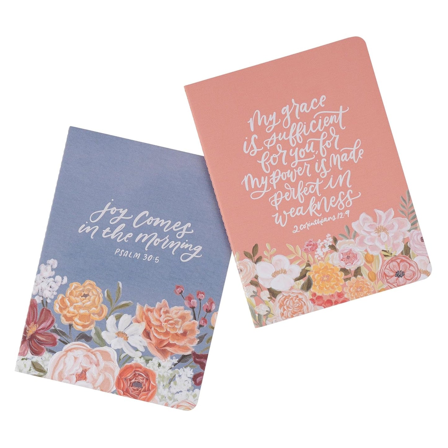 NOTEBOOK  MEDIUM (SET OF 2): JOY COMES IN THE MORNING & MY GRACE IS SUFFICIENT  FLORAL
