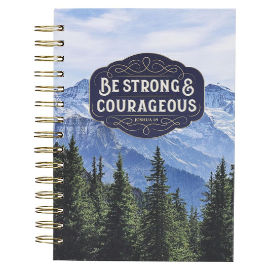 JOURNAL: BE STRONG & COURAGEOUS (JOSH. 1:9) NAVY TREES (SPIRAL HARDCOVER)